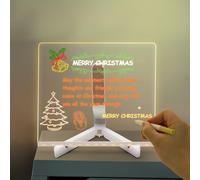 Eucomir Tableau Lumineux Message LED 20 x 20 cm, Acrylique Tableau D'affichage LED avec Support Réglable et 7 Stylos,Disponible sous Forme de Bloc-Notes, Tableau D'écriture, Tableau Dessin Led