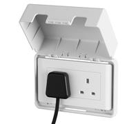 EUDEMON 1 boîte de sécurité pour bébé - Grand couvercle de prise électrique pour prises et interrupteurs - Couvercle de prise universel, facile à installer et à utiliser (double, blanc)