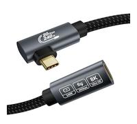 EUDOBEL 8K Rallonge USB C 2m (USB C 3.2 20Gbps, PD3.1 240W 48V/5A, Angle 90 degrés) Vidéo 4K@144 Hz/60Hz Rallonge USBC male femelle pour Thunderbolt 4, PSVR2, iPad, MacBook, iPhone 17/16