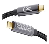 EUDOBEL Cable USB C Thunderbolt 5 80Gbps 3m, bande passante vidéo 120Gbps, PD 3.1 240W, vidéo 16K 8K, profondeur de couleur 12 bits Compatible avec Mac mini M4 Pro, Thunderbolt 4, SSD, eGPU, Laptop