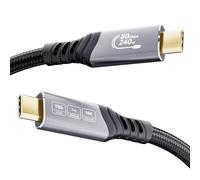 EUDOBEL USB C Cable Thunderbolt 5 80Gbps 3m, 120Gbps bande passante vidéo, PD 3.1 240W, vidéo 16K@30Hz 8K@60Hz, 12-bit profondeur de couleur Compatible avec Mac mini M4 Pro, Thunderbolt 4, SSD, eGPU