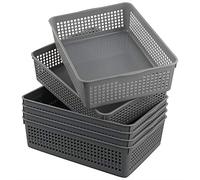 Eudokky A4 Gris Plastique Panier, Panier de Rangement, Lot de 6