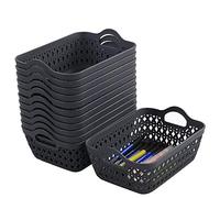 Eudokky Panier en Plastique Petit Ensemble de 12, Panier Rectangulaire avec Poignée