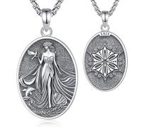 EUDORA Aphrodite Collier pour femme en argent sterling S925, déesse Aphrodite de l'amour, de la beauté, du désir de fertilité, protecteur des marins, bijoux cadeaux pour femme, 50,8 cm + 5,1 cm