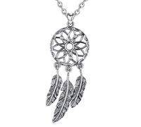 EUDORA Argent Sterling 925 Attrape Rêves avec collier Plumes Pendentif Porte Bonheur Collier pour Filles Femmes Joli Cadeau Femme Collier Bijoux, 45,7 cm Chaîne rolo