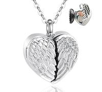 EUDORA Cendres Crémation Collier En Argent Sterling 925 Urne Pendentif Collier Mémorial Cendres Souvenir Pendentif Collier Beaux Bijoux, Chaîne 45cm (ailes d'ange)