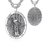 EUDORA Collier avec pendentif Saint Benoît/St Michel/Archange Raphaël Gabriel Métatron/Vierge Marie/St Joseph/Saint Antoine Crucifix Collier pour homme et femme en argent sterling 925, 0.86 inches