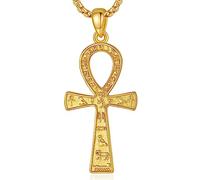 EUDORA Collier Croix Ankh en Argent Sterling et Or 18 Carats pour Femme Homme, Pendentif Rune égyptien Antique, Cadeau pour Femme Maman Papa, 55,9 cm