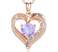 EUDORA Collier Cœur Amour Argent 925 or Rose Collier Femmes Pierre de Naissance de Juin Collier Anniversaire Saint Valentin D'anniversaire Bijoux Cadeaux pour Copine Épouse Maman La fille