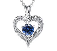 EUDORA Collier Cœur Amour Argent Sterling 925 Collier Femmes Pierre de Naissance de Septembre Collier Anniversaire Saint Valentin D'anniversaire Bijoux Cadeaux pour Copine Épouse Maman La fille