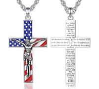 EUDORA Collier en argent sterling S925 Vierge Marie/Saint Benoît/Saint Christophe/Archange Michael Raphaël Metatron/St Tude Crucifix avec verset de la Bible - Cadeau religieux pour homme et femme