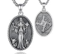 EUDORA Collier médaille en argent sterling 925 déesse Hécate/Athéna/Perséphone/Nyx/déesse triple lune/déesse celtique/roue de hécate pour femme, 50,8 cm + 5,1 cm, No Size, Métal, Pas de pierre