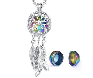 Eudora Collier Urne pour Cendres pour Femmes Filles, Bijoux de Crémation Attrape-Rêves pour Animaux de Compagnie Humains Cendres Maman Papa, Médaillon Souvenir Cadeau pour Chat Chien Cendre, 61 cm