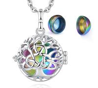 EUDORA Collier Urnes pour les Cendres Colliers de Crémation Bijoux pour Les Cendres Colliers de Nœud Celtique Pendentif D'Arbre de Vie pour Funéraire pour les Animaux Humains, 61cm