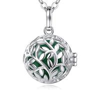 EUDORA Harmony Ball Arbre de Vie Ange Cloche Pendentif Collier Grossesse Mexicaine Bola Femmes Filles Bijoux Meilleur Cadeau, 76.2cm+114cm chaîne