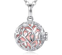 EUDORA Harmony Ball Arbre de Vie Ange Cloche Pendentif Collier Grossesse Mexicaine Bola Femmes Filles Bijoux Meilleur Cadeau, 76.2cm+114cm chaîne (pêche)