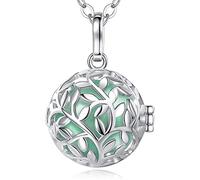 EUDORA Harmony Ball Arbre de Vie Ange Cloche Pendentif Collier Grossesse Mexicaine Bola Femmes Filles Bijoux Meilleur Cadeau, 76.2cm+114cm chaîne
