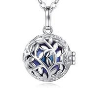 EUDORA Harmony Ball Arbre de Vie Ange Cloche Pendentif Collier Grossesse Mexicaine Bola Femmes Filles Bijoux Meilleur Cadeau, 76.2cm+114cm chaîne (Bleu étoilé)