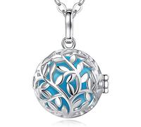 EUDORA Harmony Ball Arbre de Vie Ange Cloche Pendentif Collier Grossesse Mexicaine Bola Femmes Filles Bijoux Meilleur Cadeau, 76.2cm+114cm chaîne