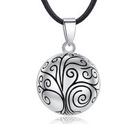 EUDORA Harmony Ball Arbre de vie Collier Bola de Groessesse, Collier musique souhaitant carillon Bell pendentif pour les femmes dames Noël cadeau bijoux, 114cm & 76cm