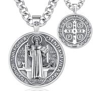 EUDORA Harmony Ball Argent Sterling 925 Saint Michel Christophe Antoine Benoît Jude Thaddée Vierge Marie Archanges Gabriel Collier pour Femme Homme, Protection Amulette Bijoux Cadeau, 22"+24"