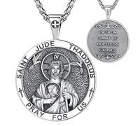 EUDORA Harmony Ball Argent Sterling 925 Saint Michel Christophe Antoine Benoît Jude Thaddée Vierge Marie Archanges Gabriel Collier pour Femme Homme, Protection Amulette Bijoux Cadeau, 22"+24"