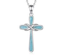 EUDORA Harmony Ball Argent Sterling S925 Collier Croix de Sainte Brigitte en pour Femme avec Turquoise Concassée, Pendentif Croix de Sainte Brigitte Amulette Bijoux Chrétiens Cadeaux Originaux, 18"
