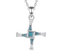 EUDORA Harmony Ball Argent Sterling S925 Collier Croix de Sainte Brigitte pour Femme avec Turquoise Concassée, Pendentif Croix de Sainte Brigitte Amulette Bijoux Chrétiens Cadeaux Originaux, 18"
