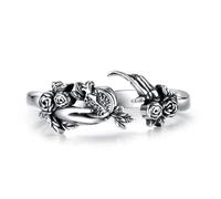 EUDORA Harmony Ball Bague Déesse Grecque Perséphone en Argent Sterling S925 pour Femme, Bague Ouverte Ajustable Vintage de la Déesse du Printemps, des Enfers et de la Végétation Bijou Cadeau