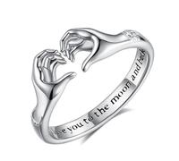 EUDORA Harmony Ball Bagues de Câlin en Forme de Cœur pour Femmes et Hommes en Argent Sterling S925, Bague Ouverte Réglable pour Les Mains je t'aime Bagues de Couple Bague de Promesse Bijoux Cadeaux