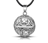 EUDORA Harmony Ball Bola de Grossesse avec Chaine, Lune et étoile Musique Carillon Balle Pendentif pour Enceinte Femmes Future Maman Cadeau Original Bijoux, 114cm+76cm