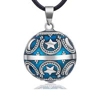 EUDORA Harmony Ball Bola de Grossesse avec Chaine, Lune et étoile Musique Carillon Balle Pendentif pour Enceinte Femmes Future Maman Cadeau Original Bijoux, 114cm+76cm