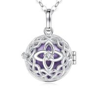 EUDORA Harmony Ball Bola de Grossesse Collier avec Ange Pendentif pour Femme, Mexique avec Nœud Celtique et Clochette, Cadeau pour Mère et Fille, 114,3 cm + 76,2 cm