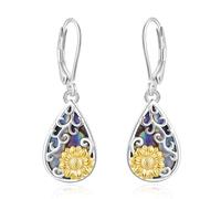 EUDORA Harmony Ball Boucles D'oreilles Pendantes en Argent Sterling 925, Motif Tournesol Ornées de Nacre et de Filigrane Un bijou Bohème Unique Cadeau pour une Maman