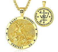 EUDORA Harmony Ball Chaîne en argent sterling 925 avec croix de Saint Christophe Benoît Marie médaille miraculeuse Archange médaille Gabriel Metatron sceau des 7 archanges, pour femme, homme et femme