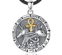 EUDORA Harmony Ball Collier Anu n Argent Sterling 925 pour Femme Homme, Déesse égyptienne Ankh Pendentif Dieu des Morts Egypte Ancienne Potection Bijoux Cadeau pour Femme Mari, 22"/24"
