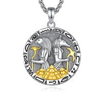 EUDORA Harmony Ball Collier Anubis et Hoeus en 925 Argent Sterling pour Femme et Homme, Pendentif Pyramide Anpu Heru égyptien Antique Dieu des Morts Cadeau de Bijoux de Protection, 20 + 2 pouces