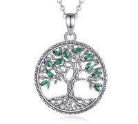 EUDORA Harmony Ball Collier Arbre de Vie pour Femme et Homme en Argent Sterling S925, Pendentif Arbre de Vie Vintage avec Amulette en Zircone Cubique 5A, Bijoux Cadeaux, 50,8 cm + 5,1 cm