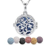 EUDORA Harmony Ball Collier Aromathérapie Huiles Essentielles Diffuseur pour Femmes Collier Vigne à fleurs Pendentif Filles Bijoux Cadeau avec 7 PCS pierre de lave