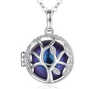 EUDORA Harmony Ball Collier Bola de Grossesse Arbre de Vie CZ Carillon Pendentif pour Femmes Enceinte Bébé avec Musique Boule Chime pour Mère Cadeau Original, 76cm + 114 cm Chaîne