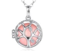 EUDORA Harmony Ball Collier Bola de Grossesse Arbre de Vie CZ Carillon Pendentif pour Femmes Enceinte Bébé avec Musique Boule Chime pour Mère Cadeau Original, 76cm + 114 cm Chaîne