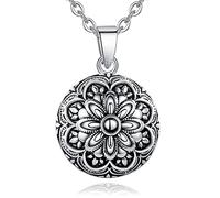 EUDORA Harmony Ball Collier Bola de Grossesse avec Chaine, Collier Musique Carillon Bell Pendentif Fleur de Vie pour Femmes Enceinte Future Maman Cadeau Original, 114cm+76cm