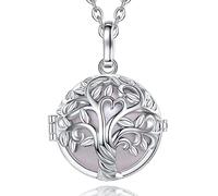 EUDORA Harmony Ball Collier Bola de Grossesse avec Chaîne, Pendentif Arbre de la Vie boule de musique pour Femmes Enceinte Future Mère Cadeau de Bijoux, 76cm+114cm Chaîne