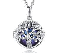 EUDORA Harmony Ball Collier Bola de Grossesse avec Chaîne, Pendentif Arbre de la Vie boule de musique pour Femmes Enceinte Future Mère Cadeau de Bijoux, 76cm+114cm Chaîne