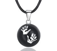 EUDORA Harmony Ball Collier Bola de Grossesse Empreintes de Main Musique Carillon Bell Pendentif pour Femme Enceinte Cadeau, 114cm+76cm