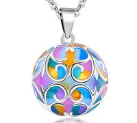 EUDORA Harmony Ball Collier Bola de grossesse l'iris Bola Pendentif pour Femmes Filles Cadeau Maman bijoux, 114cm+76.2cm Chaîne