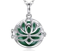 EUDORA Harmony Ball Collier bola de Grossesse Pendentif Lotus Yoga avec Musique souhaitant Carillon Balle pour Femme mère bébé Beau Cadeau de Bijoux, chaîne de 114 cm et 76 cm