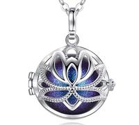 EUDORA Harmony Ball Collier bola de Grossesse Pendentif Lotus Yoga avec Musique souhaitant Carillon Balle pour Femme mère bébé Beau Cadeau de Bijoux, chaîne de 114 cm et 76 cm (Bleu étoilé)