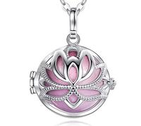 EUDORA Harmony Ball Collier bola de Grossesse Pendentif Lotus Yoga avec Musique souhaitant Carillon Balle pour Femme mère bébé Beau Cadeau de Bijoux, chaîne de 114 cm et 76 cm