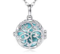 EUDORA Harmony Ball Collier Bola de Grossesse pour Femme Enceinte, Collier Arbre de Vie Pendentif bola Mexicain pour Femme, Cadeau pour Future mère Bijoux, chaîne 114 cm + 76cm